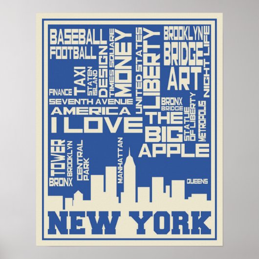 New York City Typografie Poster (Voorkant)