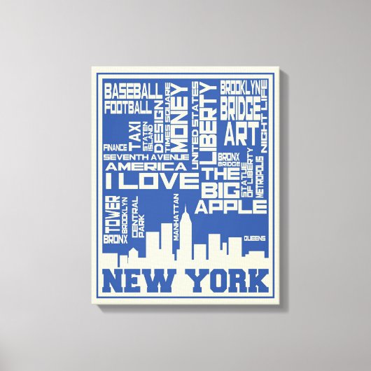 New York City Typografie Poster Canvas Afdruk (Voorkant)