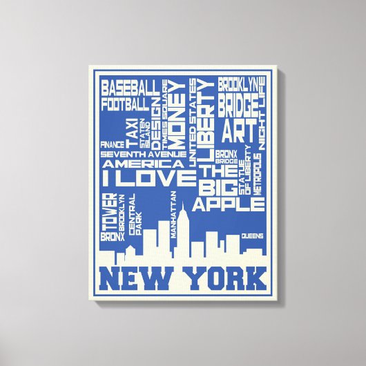 New York City Typografie Poster Canvas Afdruk (Voorkant)