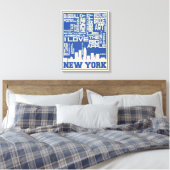 New York City Typografie Poster Canvas Afdruk (Insitu (Slaapkamer))