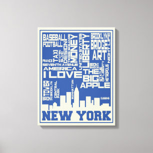 New York City Typografie Poster Canvas Afdruk