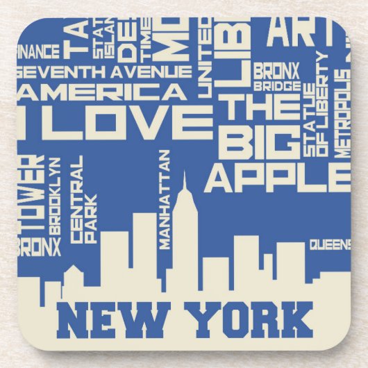 New York City Typografie Poster Onderzetter (Voorkant)