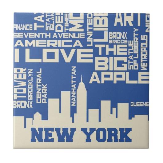 New York City Typografie Poster Tegeltje (Voorkant)