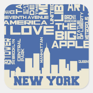 New York City Typografie Poster Vierkante Sticker