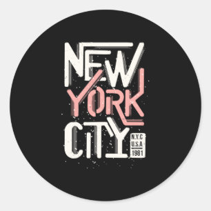 New York City  Typografie Ronde Sticker