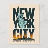 New York City Typografie Statue of Liberty Skyline Briefkaart (Voorkant)