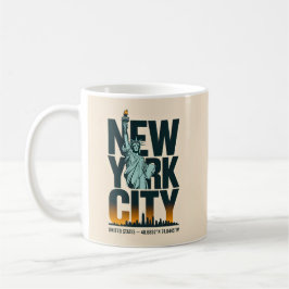 New York City Typografie Statue of Liberty Skyline Koffiemok