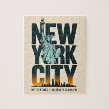 New York City Typografie Statue of Liberty Skyline