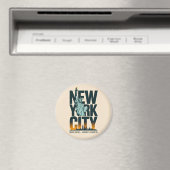 New York City Typografie Statue of Liberty Skyline Magneet (Insitu (Vaatwasser))
