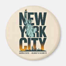 New York City Typografie Statue of Liberty Skyline