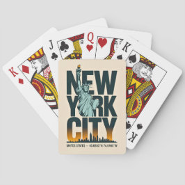 New York City Typografie Statue of Liberty Skyline Pokerkaarten