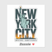 New York City Typografie Statue of Liberty Skyline Sticker (Vel)