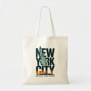New York City Typografie Statue of Liberty Skyline Tote Bag