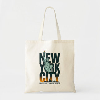 New York City Typografie Statue of Liberty Skyline Tote Bag