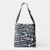 New York City Typografisch Blue Crossbody Tas (Achterkant)