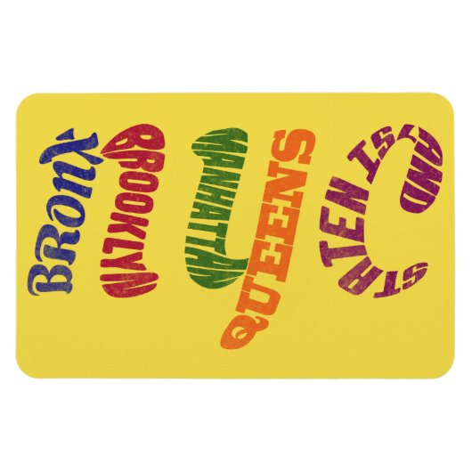 New York City Typographic NYC Magnet Magneet (Horizontaal)