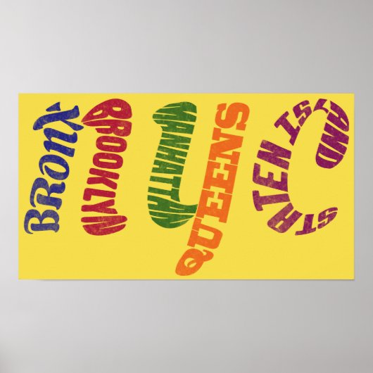 New York City Typographic NYC Poster Print (Voorkant)