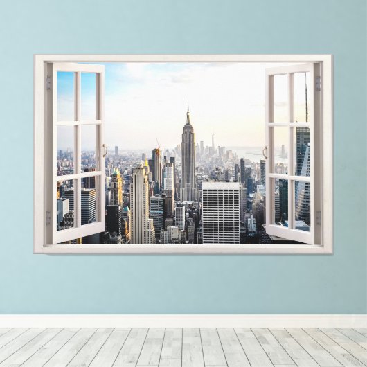 New York City Uitzicht Canvas afdrukken (Insitu (Houten vloer))