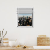 New York City Uitzicht fake window met Blinds Poster (Keuken)