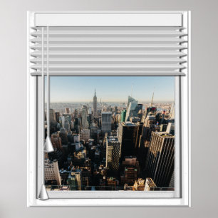New York City Uitzicht fake window met Blinds Poster