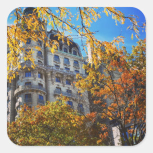 New York City Upper West Side Aappartementengebouw Vierkante Sticker