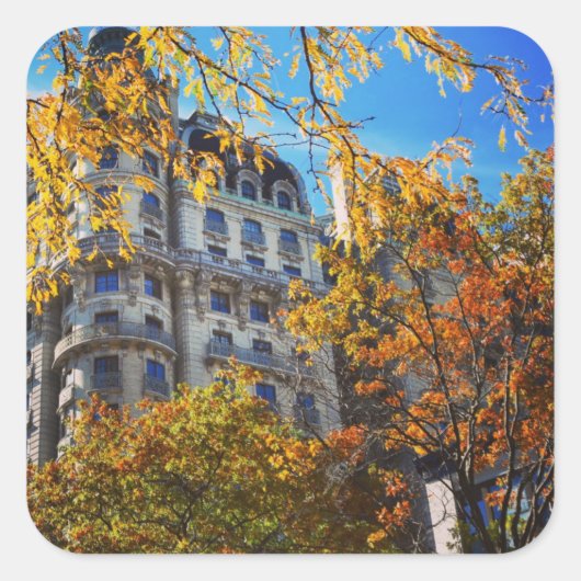 New York City Upper West Side Aappartementengebouw Vierkante Sticker (Voorkant)