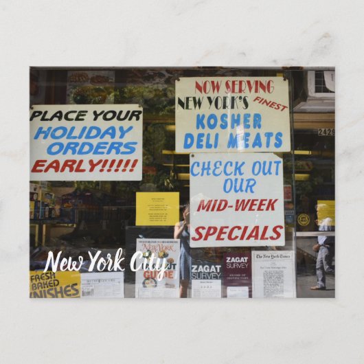 New York City Upper West Side Kosher Deli NYC Briefkaart (Voorkant)