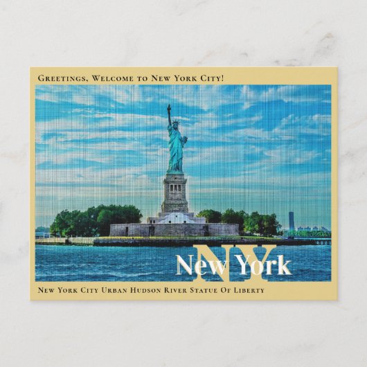 New York City Urban Hudson River Statue of Liberty Briefkaart (Voorkant)