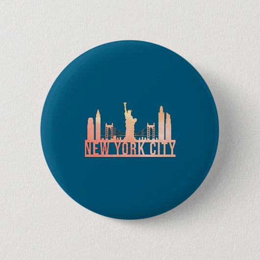 New York City Usa Cityscape Skyline Funny Gift  Ronde Button 5,7 Cm (Voorkant)