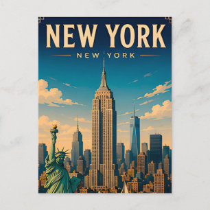 🗽 New York City USA Silhouet Bezoek 🗽 Briefkaart