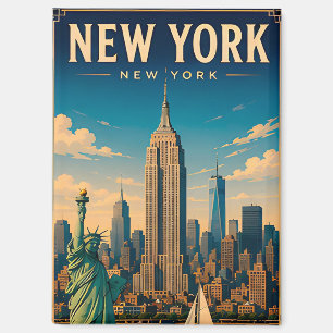 🗽 New York City USA Silhouet Bezoek 🗽 Magneet
