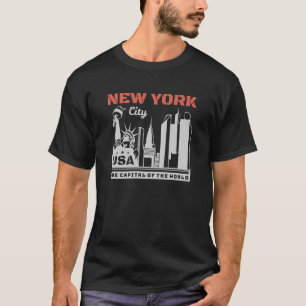New York City USA Silhouette Landmark Reisgrafiek T-shirt