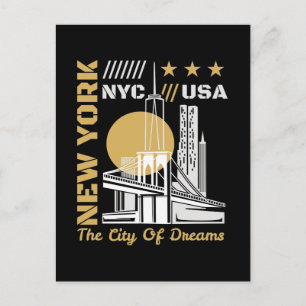 New York City USA Silhouette Reis Grafisch Ontwerp Briefkaart