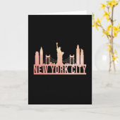 New York City USA Stadssilhouet Skyline Grappig Ca Kaart (Gele Bloem)