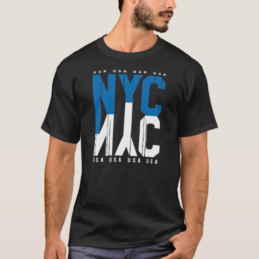 New York City USA Text T-Shirt (Voorkant)