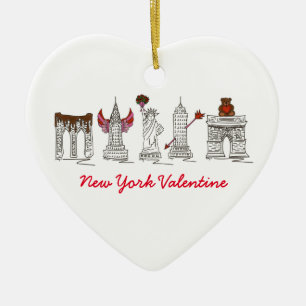 New York City Valentijnsdag NYC Heart Landmarks Keramisch Ornament