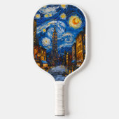 New York City Van Gogh Stijl Kunstontwerp Pickleball Paddle (Voorkant)