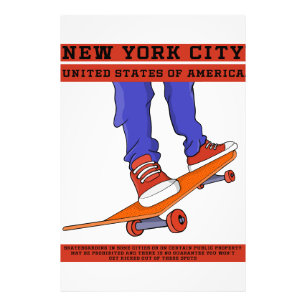 New York City, Verenigde Staten Cool Skateboard Foto Afdruk