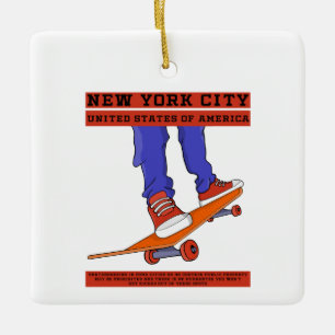 New York City, Verenigde Staten Cool Skateboard Keramisch Ornament