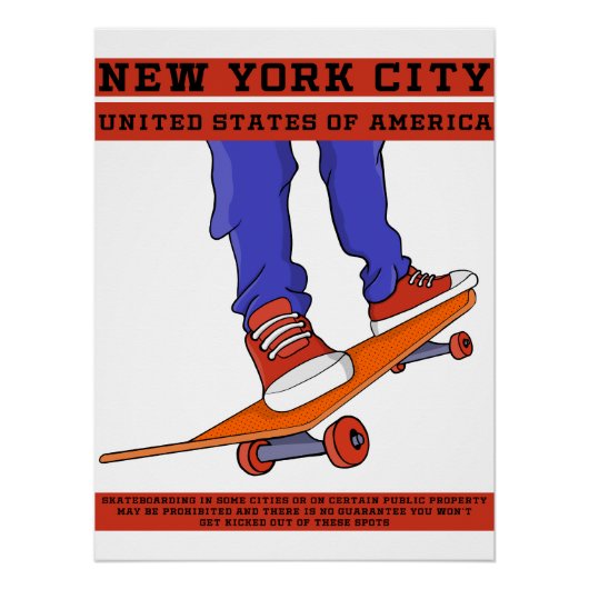 New York City, Verenigde Staten Cool Skateboard Perfect Poster (Voorkant)