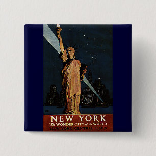 New York City Vierkante Button 5,1 Cm
