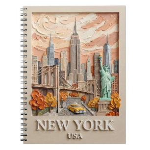 New York City Vintage 3D Getextureerde Schilderij Notitieboek