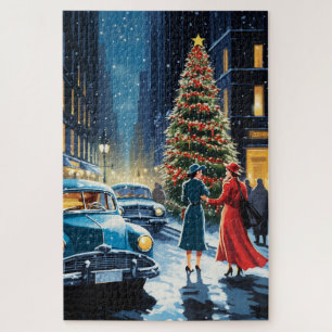 New York City Vintage Kerstmis Foto Twee Legpuzzel