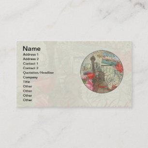 New York City Vintage Liberty Skyline Symboolkunst Visitekaartje