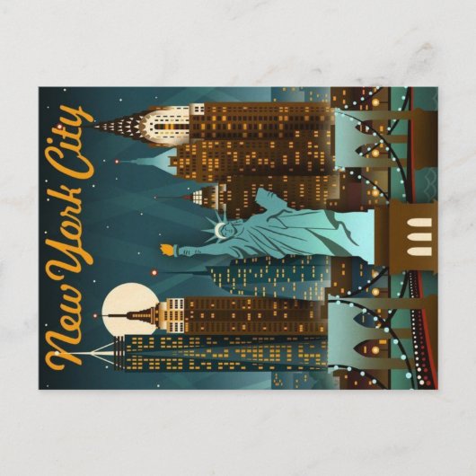 new york city vintage reisposter briefkaart (Voorkant)