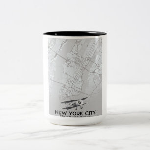 New York City Vintage stijl kaart Tweekleurige Koffiemok