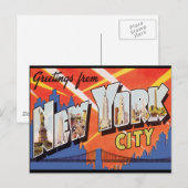 New York City Vintage Travel Briefkaart (Voorkant / Achterkant)