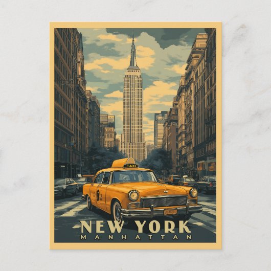 New York City Vintage Travel Briefkaart (Voorkant)