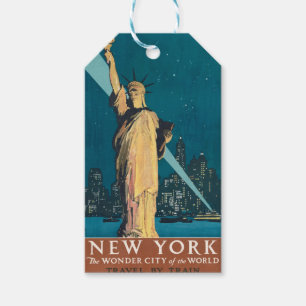 New York City Vintage Travel Liberty Skyline Cadeaulabel