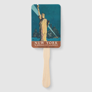 New York City Vintage Travel Liberty Skyline Handwaaier